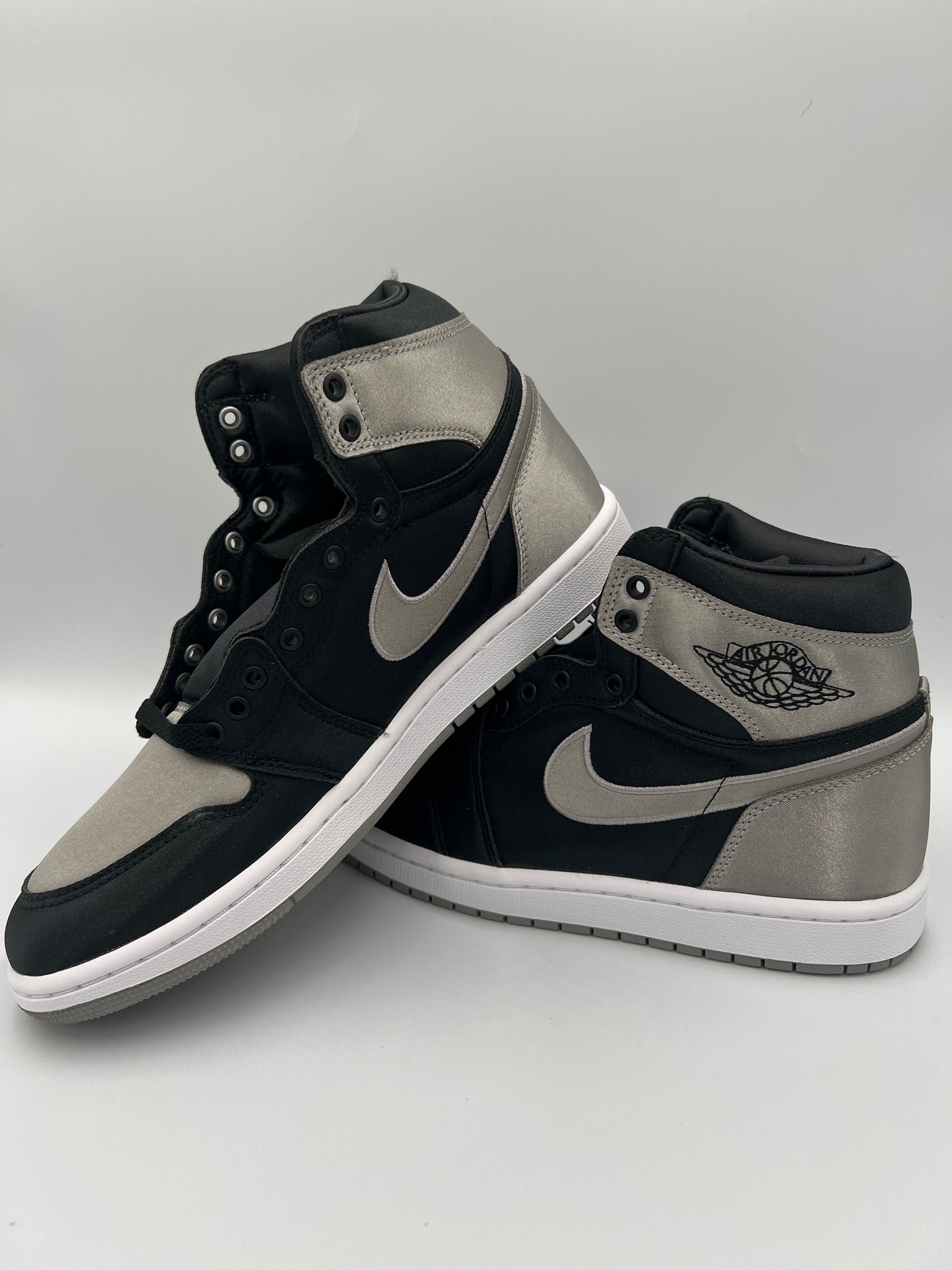 Women’s Air Jordan 1 Retro High OG satin black & silver size 9.5 & 10