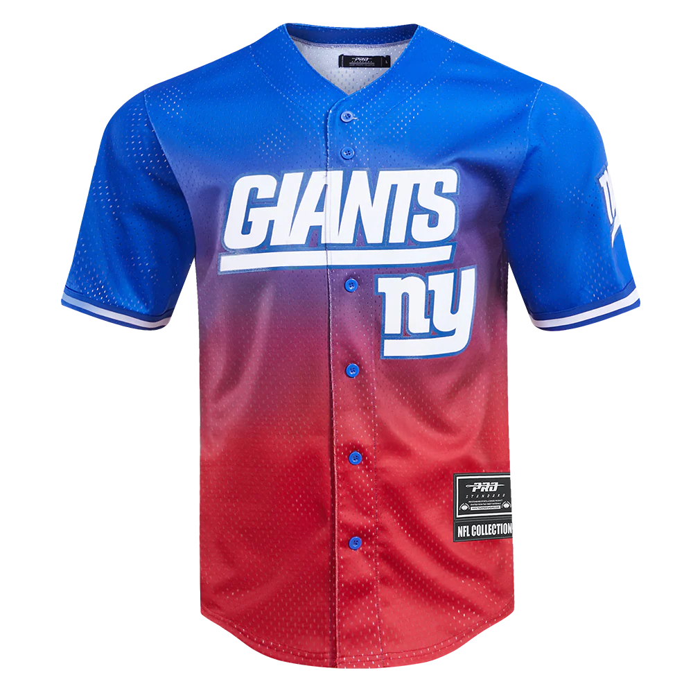 NFL NEW YORK GIANTS TEAM MEN S MESH BUTTON DOWN JERSEY ROYAL BLUE RED Pro Standard