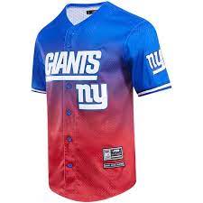 NFL NEW YORK GIANTS TEAM MEN S MESH BUTTON DOWN JERSEY ROYAL BLUE RED Pro Standard